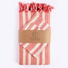Load image into Gallery viewer, Andana Sustainable and Striped Tablecloth Set - Magenta