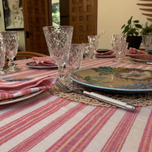 Load image into Gallery viewer, Andana Sustainable and Striped Tablecloth Set - Magenta