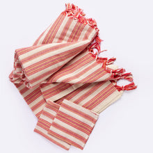 Load image into Gallery viewer, Andana Sustainable and Striped Tablecloth Set - Magenta